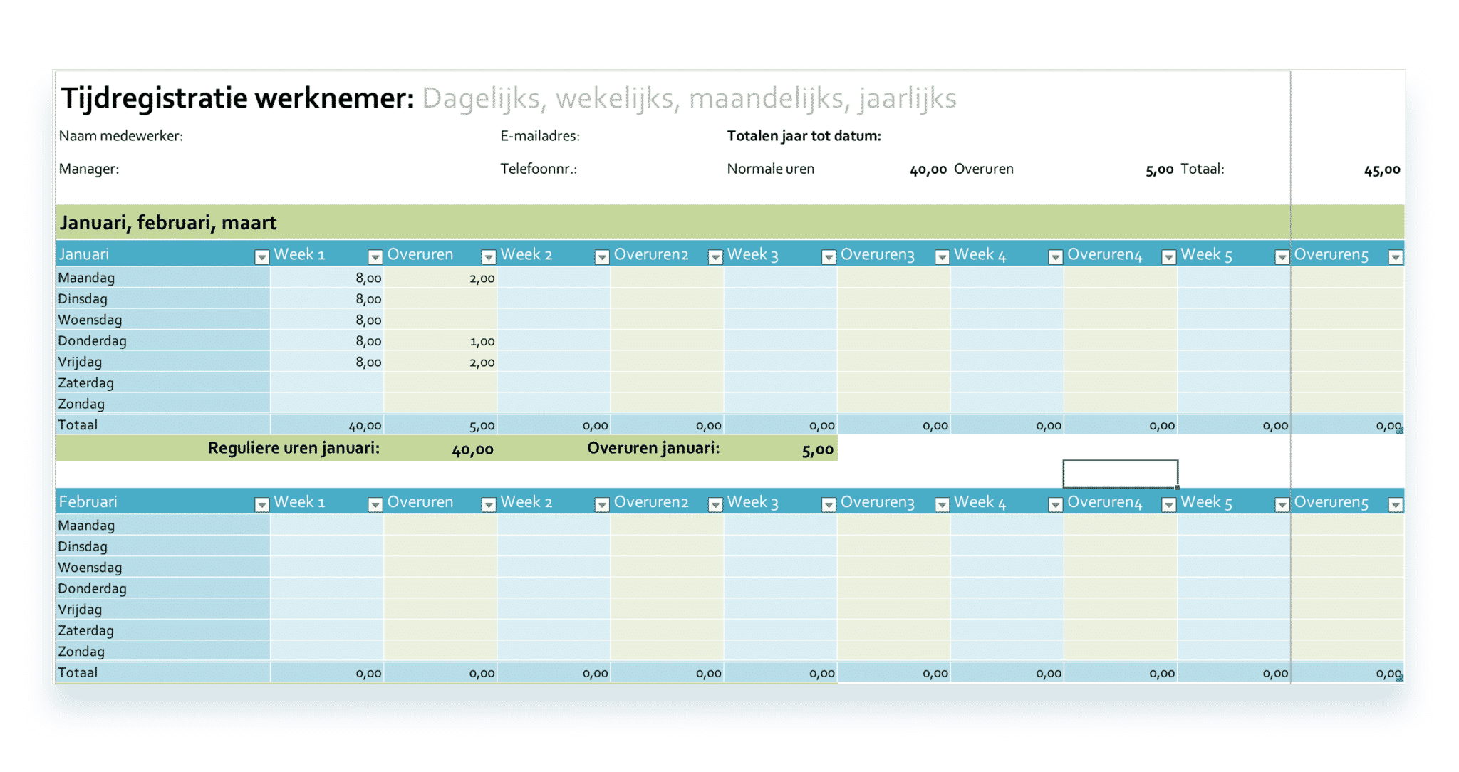Voorbeeld Urenregistratie? Alle 4 voorbeelden naast elkaar » DeSoftware